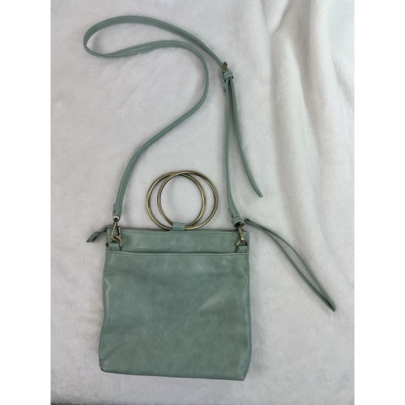 Joy Susan Handbags - Susan Joy Vegan Leather Gold Ring Handle Bag Purse Zipper Strap Light Green